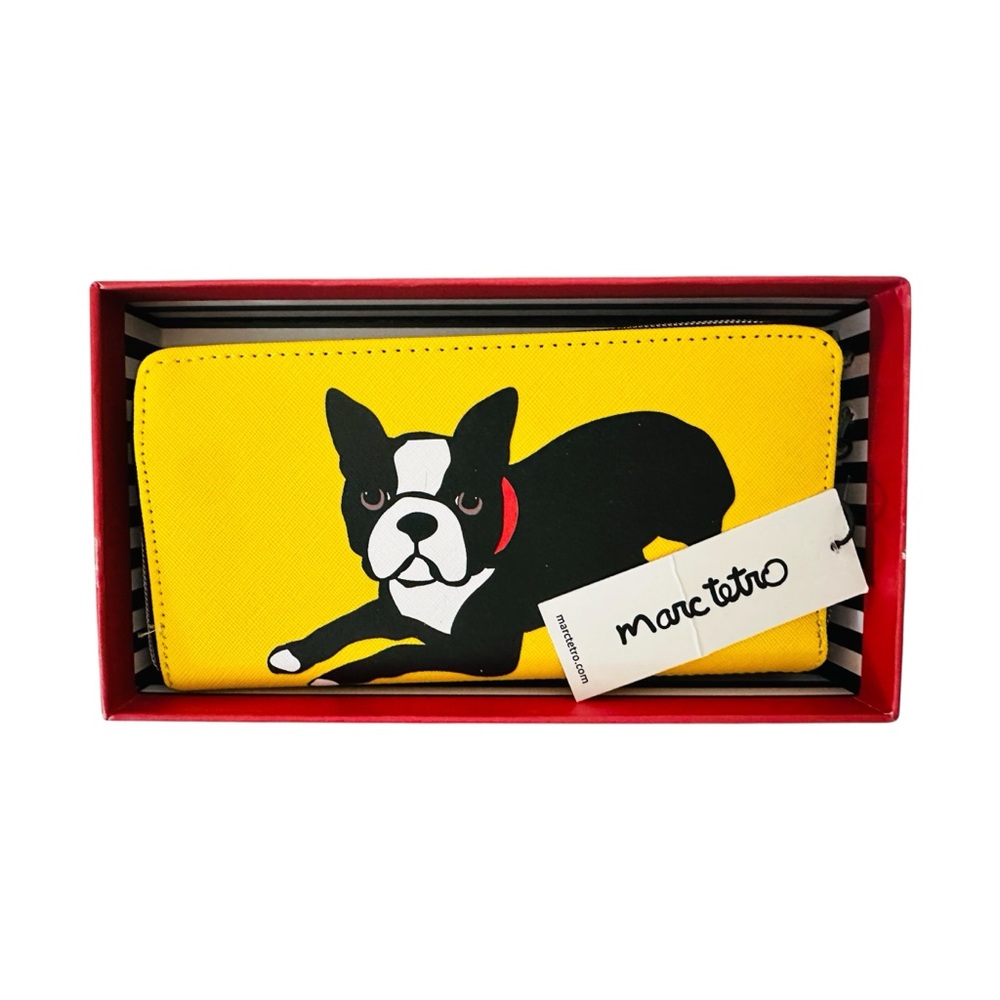 Marc Tetro Yellow Wallet with French Bulldog Design -‎ New in Gift Box MSRP $36